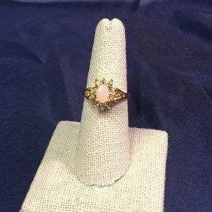 Gold and pink opal ring